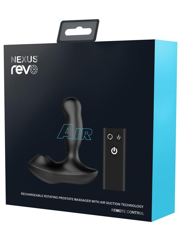 REVO AIR Waterproof Remote Control Rotating Prostate Massager with suction Black