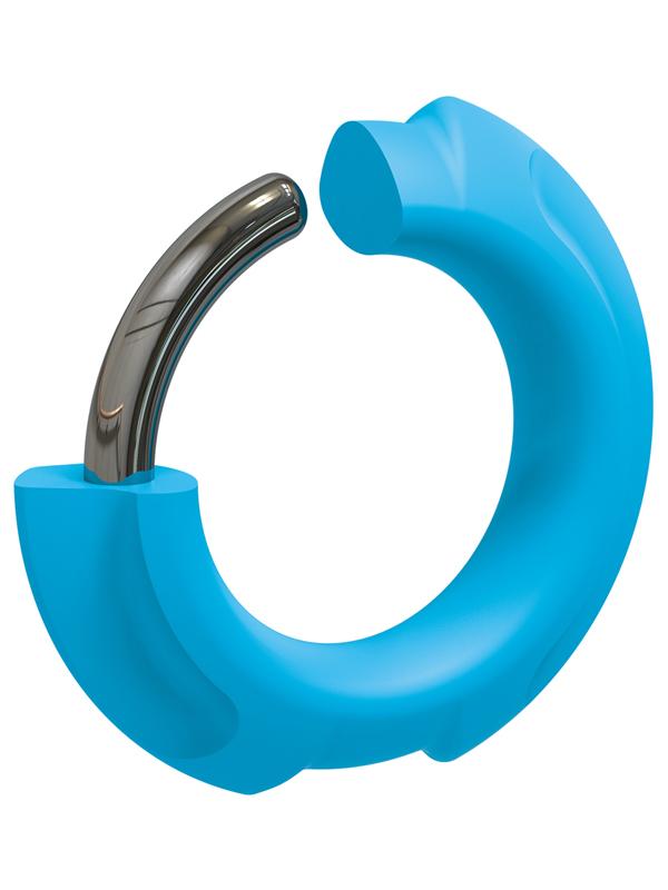 OptiMALE FlexiSteel Silicone Metal Core Cock Ring 35mm Blue