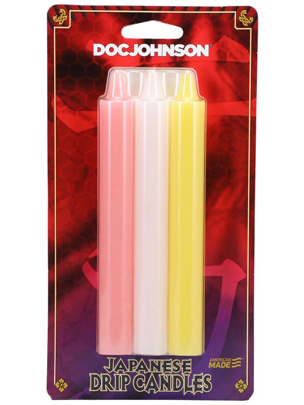 Japanese Drip Candles 3 Pack Pink White Yellow