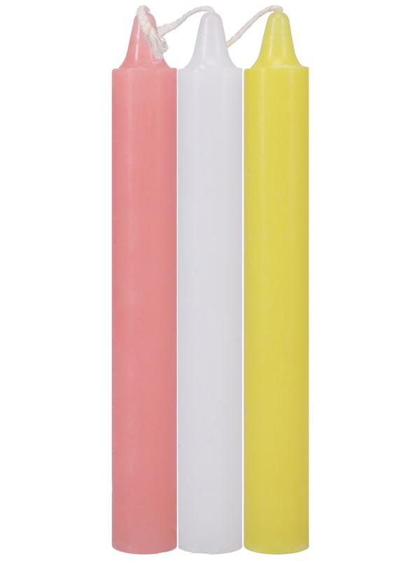 Japanese Drip Candles 3 Pack Pink White Yellow