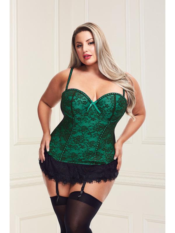 Baci Bustier And Gstring Green 1X/2X PLBG