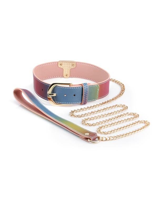 Spectra Bondage Collar and Leash Rainbow