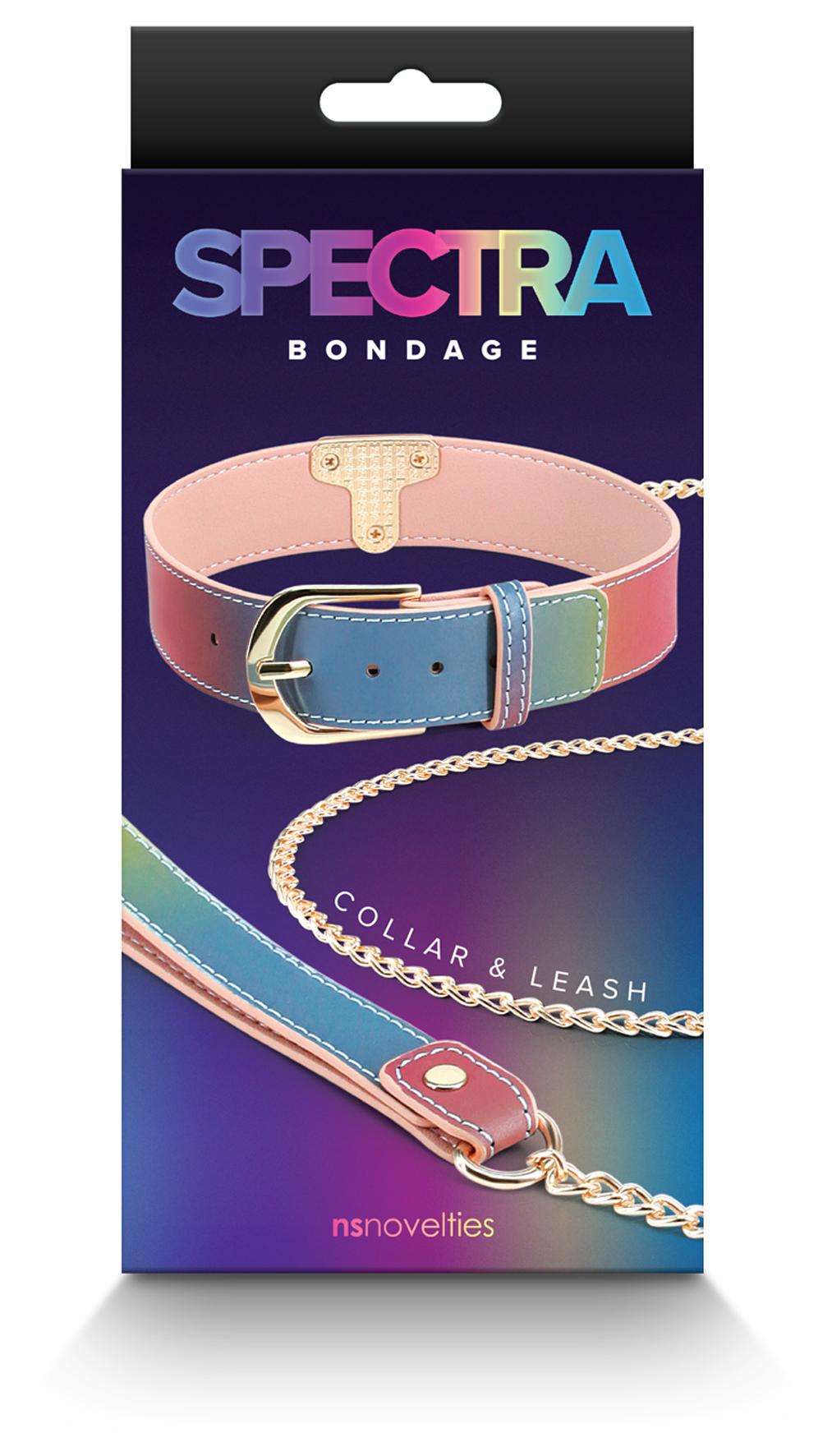 Spectra Bondage Collar and Leash Rainbow