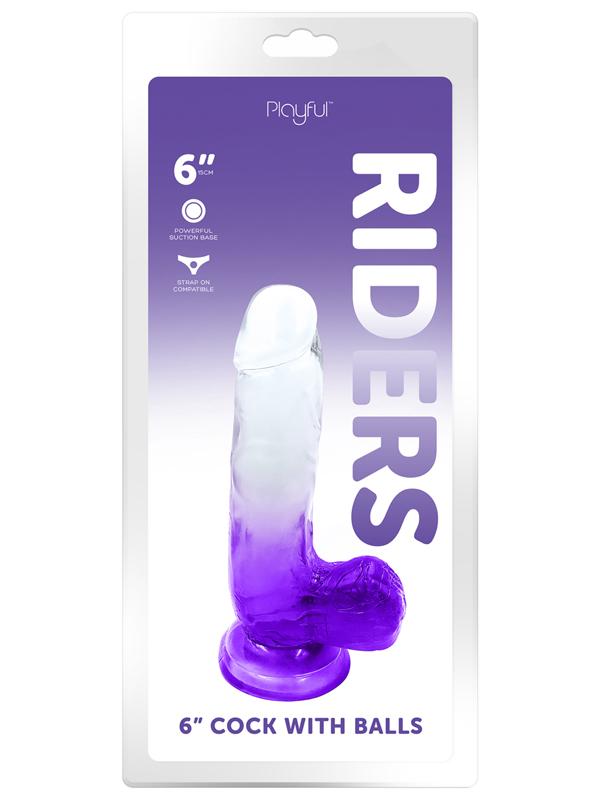 Playful Riders 6 in. Cock with Balls Purple