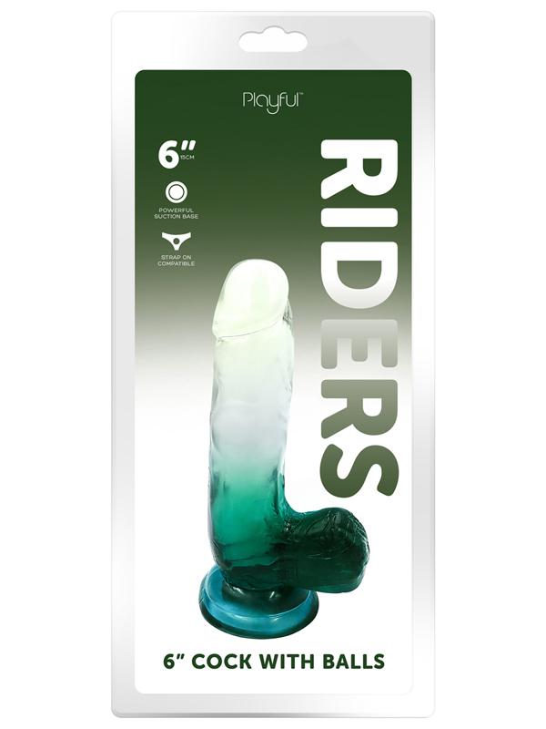 Playful Riders 6 in. Cock with Balls Green