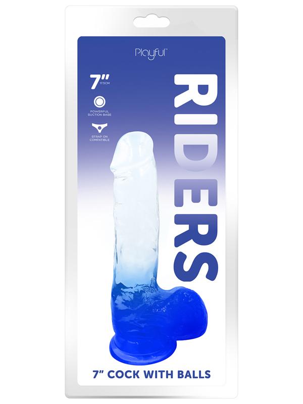 Playful Riders 7 in. Cock with Balls Blue