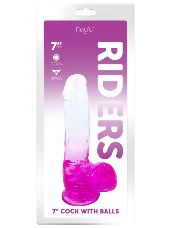 Playful Riders 7 in. Cock with Balls Pink