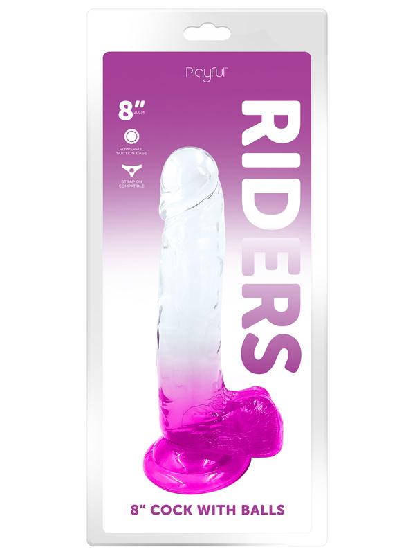 Playful Riders 8 in. Cock with Balls Pink