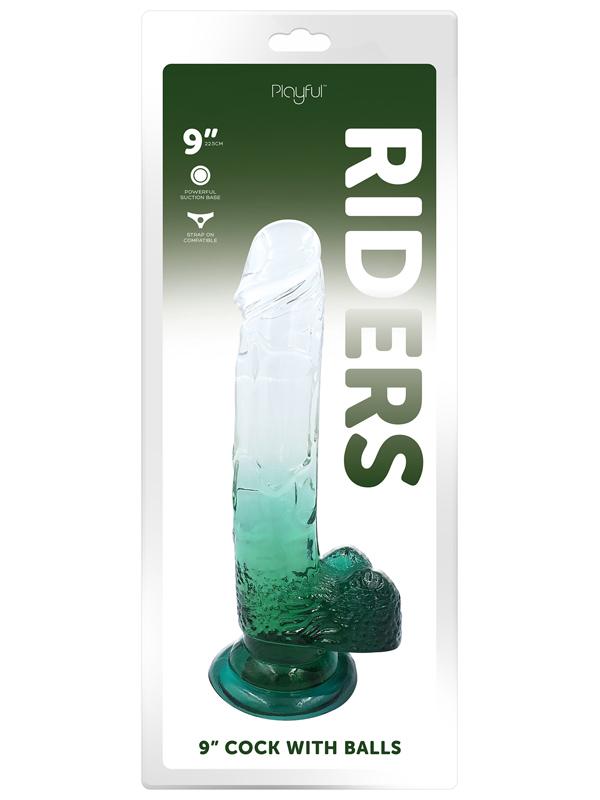 Playful Riders 9 in. Cock with Balls Green