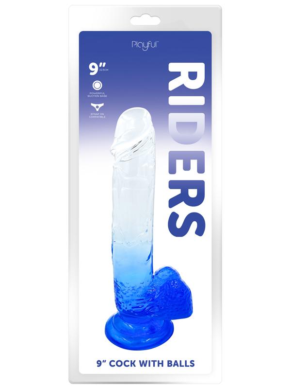 Playful Riders 9 in. Cock with Balls Blue