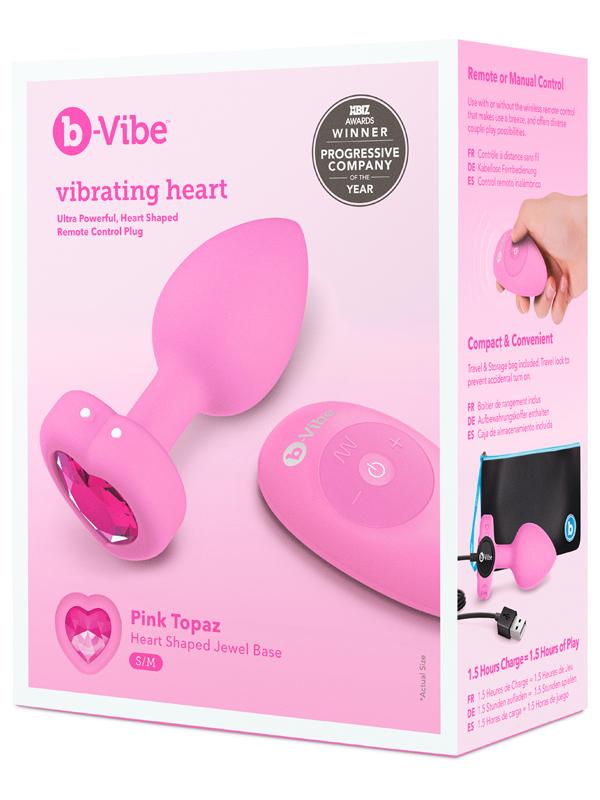 b-Vibe Remote Control Vibrating Jewelled Heart Plug S/M