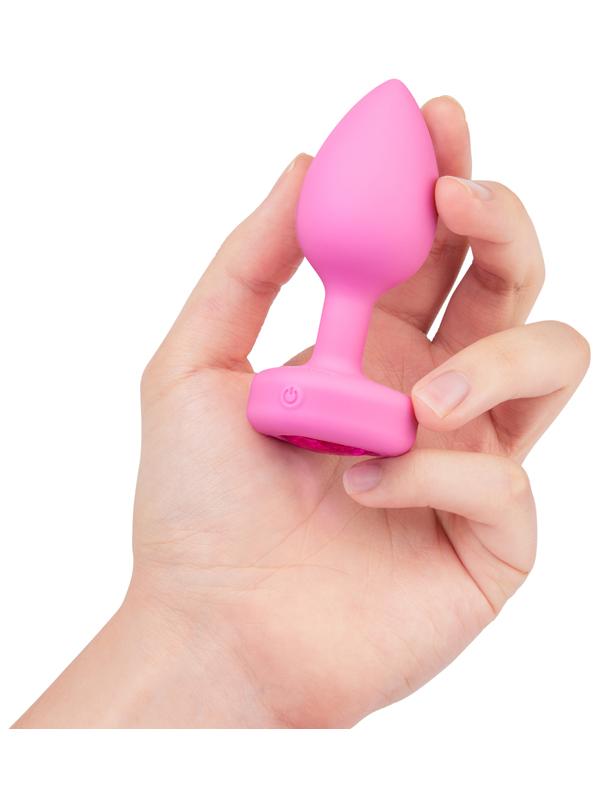 b-Vibe Remote Control Vibrating Jewelled Heart Plug S/M
