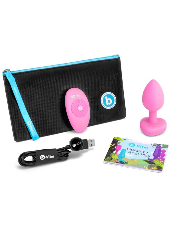 b-Vibe Remote Control Vibrating Jewelled Heart Plug S/M