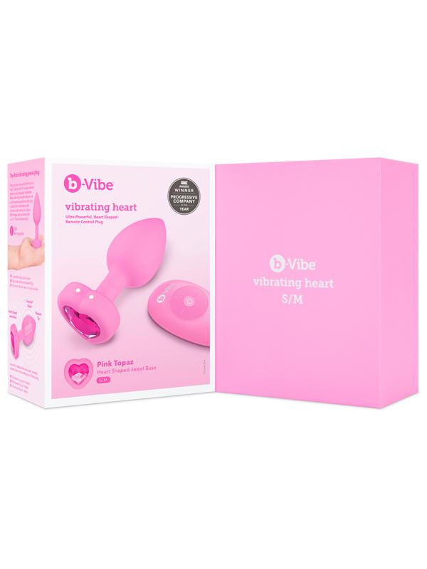 b-Vibe Remote Control Vibrating Jewelled Heart Plug S/M