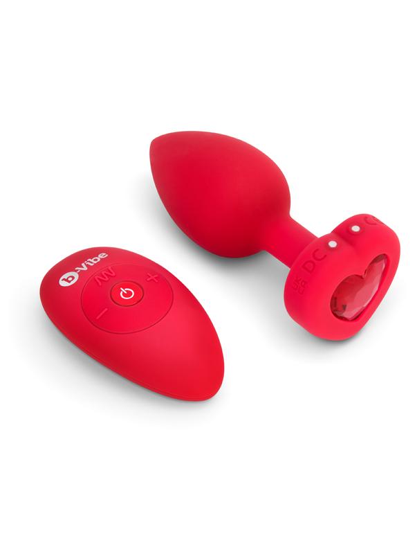 b-Vibe Remote Control Vibrating Jewelled Heart Plug M/L