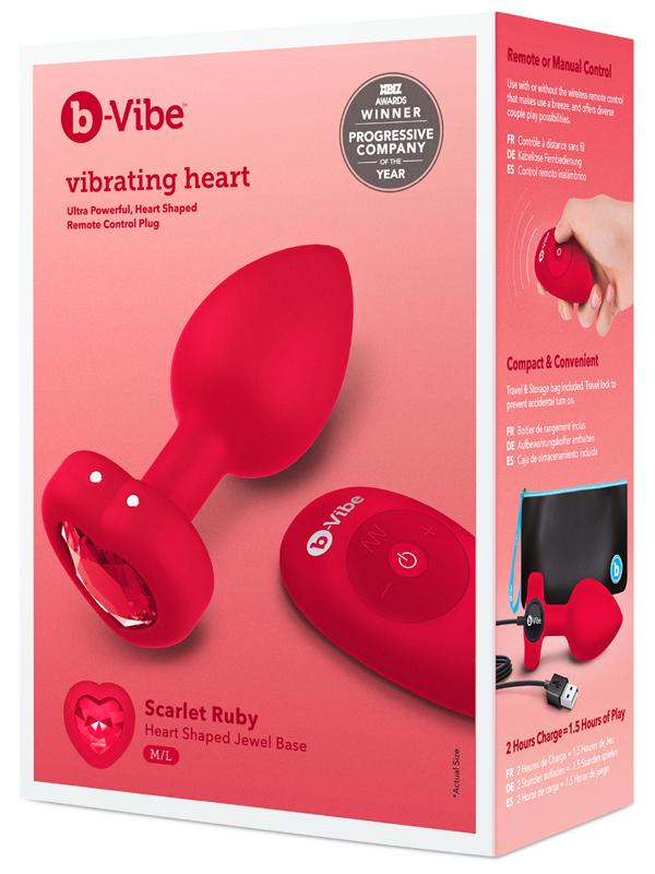 b-Vibe Remote Control Vibrating Jewelled Heart Plug M/L