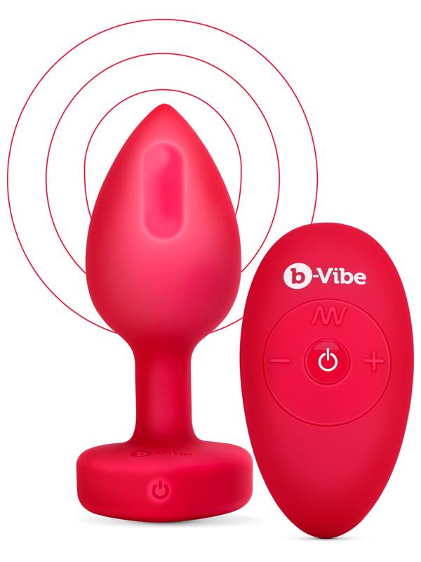 b-Vibe Remote Control Vibrating Jewelled Heart Plug M/L