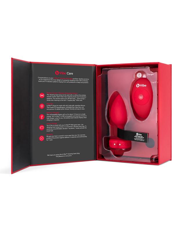 b-Vibe Remote Control Vibrating Jewelled Heart Plug M/L