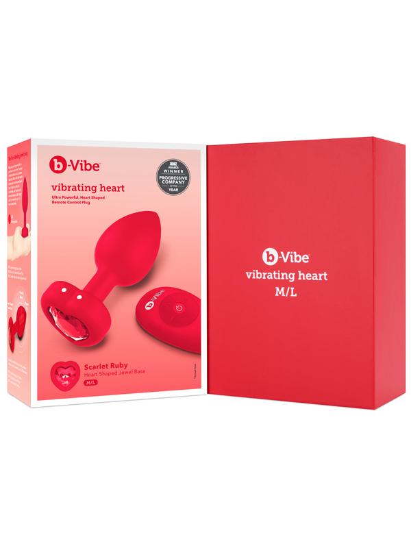 b-Vibe Remote Control Vibrating Jewelled Heart Plug M/L