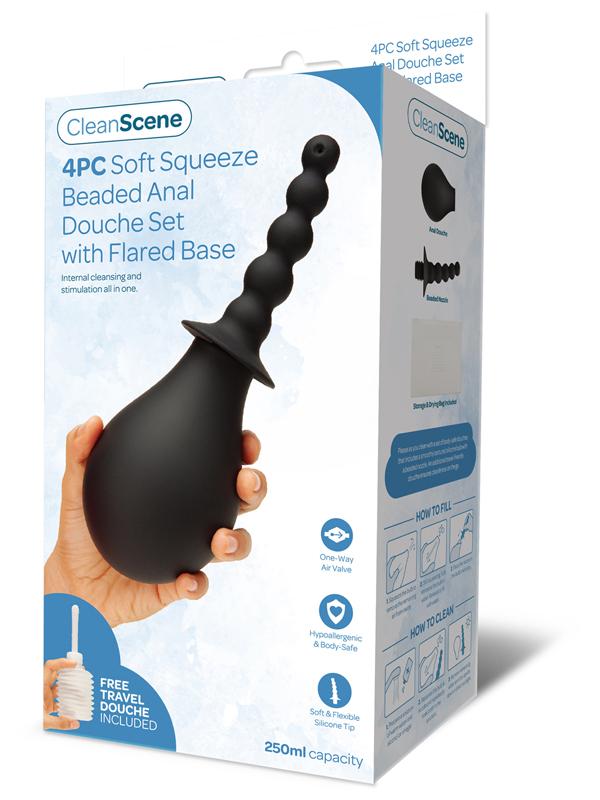 CleanScene  250ml Soft Squeeze Beaded Anal Douche with Faired Base