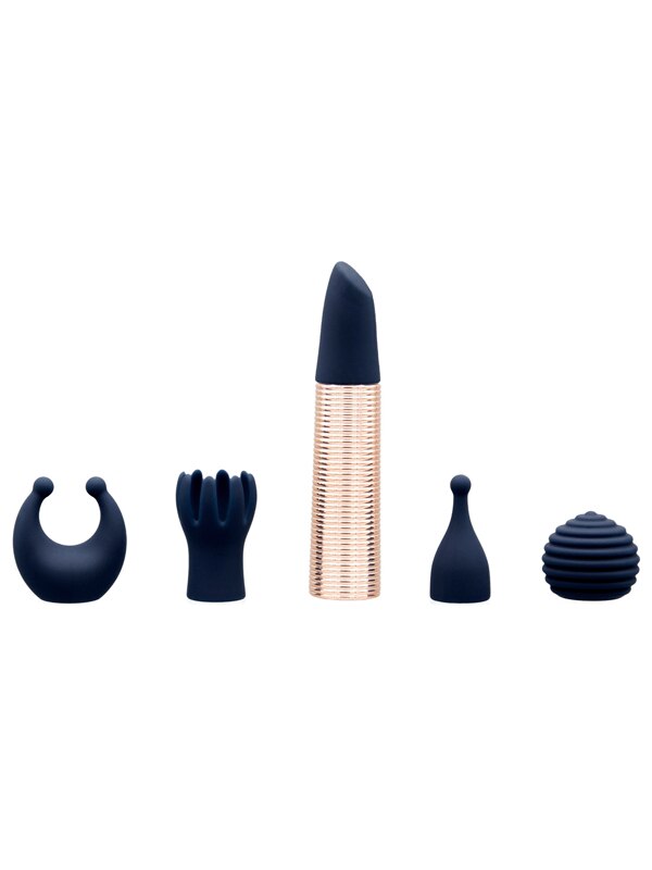 Pillow Talk Secrets Choices - 6 Piece Set Navy Blue and Rose Gold