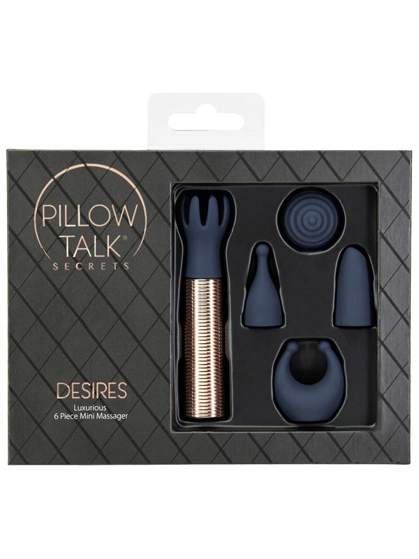 Pillow Talk Secrets Choices - 6 Piece Set Navy Blue and Rose Gold