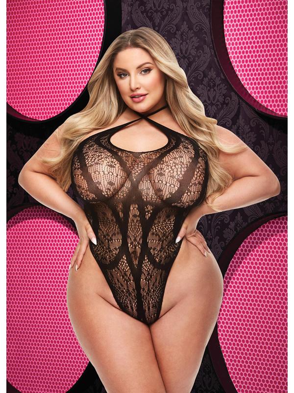 CRISS CROSS LACE TEDDY - BLACK - Q ENV