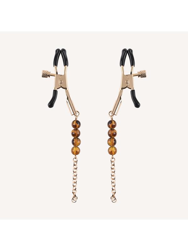 Amber Beaded Nipple Clamps