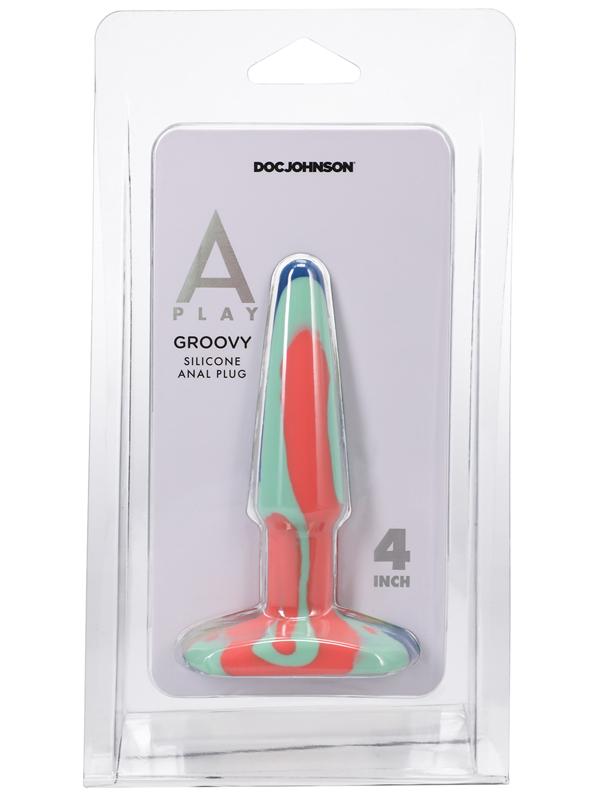 A-Play Groovy  Silicone Anal Plug  4 inch Sunrise