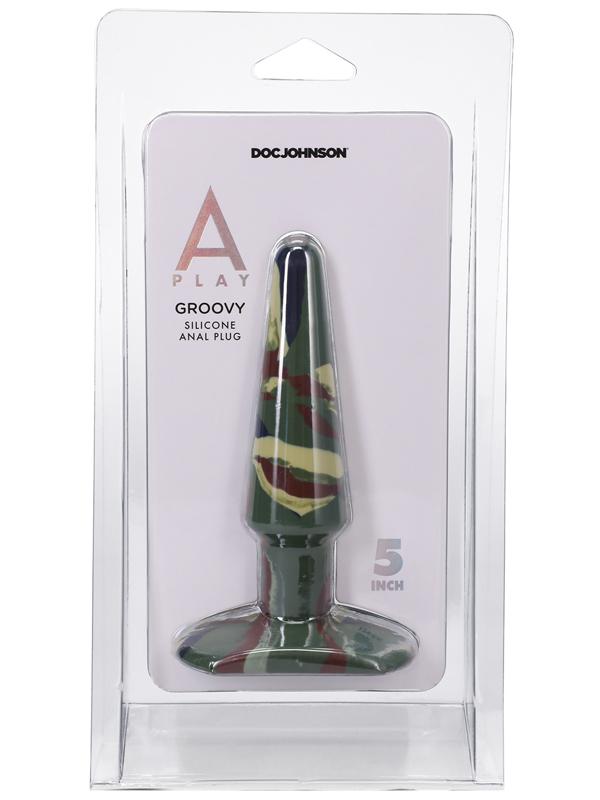 A-Play Groovy  Silicone Anal Plug  5 inch Camouflage