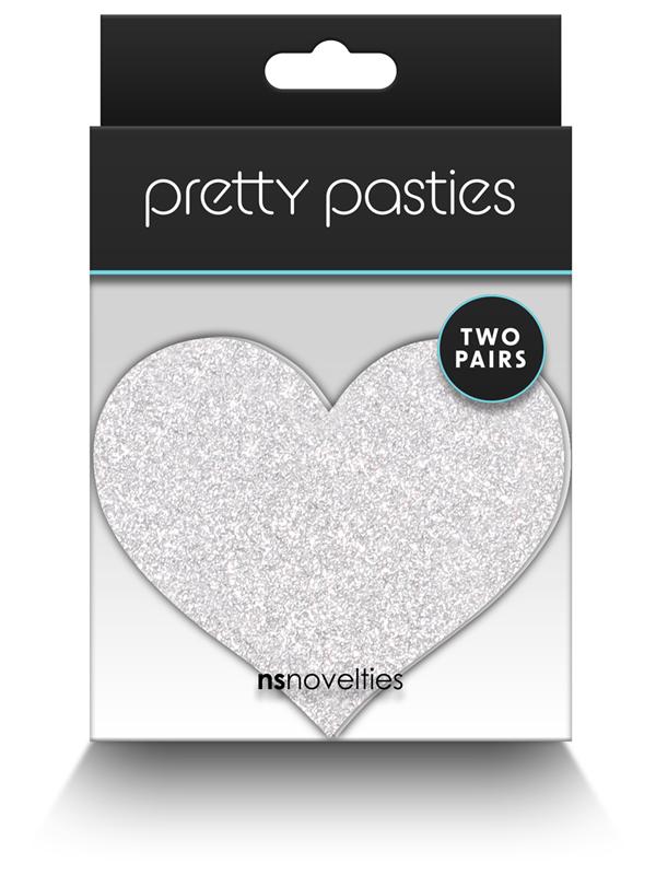 Pretty Pasties Glitter Hearts Red/Silver 2 Pair