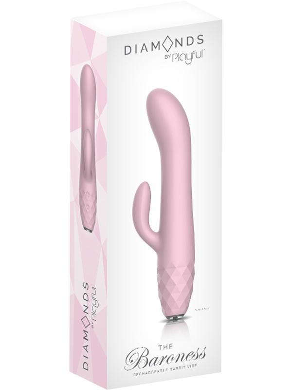 Playful Diamonds The Baroness - Rechargeable Rabbit Vibe Pink