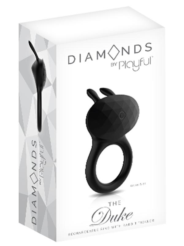 Playful Diamonds The Duke - Rechargeable Ring with Rabbit Tickler Black