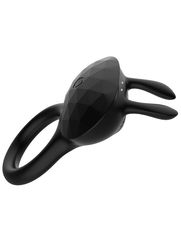 Playful Diamonds The Duke - Rechargeable Ring with Rabbit Tickler Black