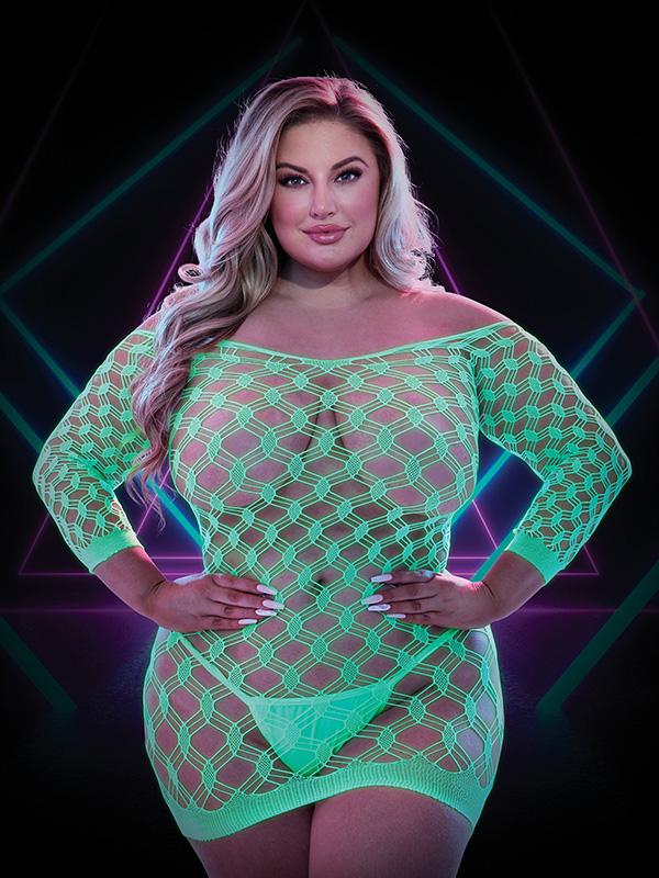 Lapdance Glow In The Dark Mini Dress with Sleeves Q