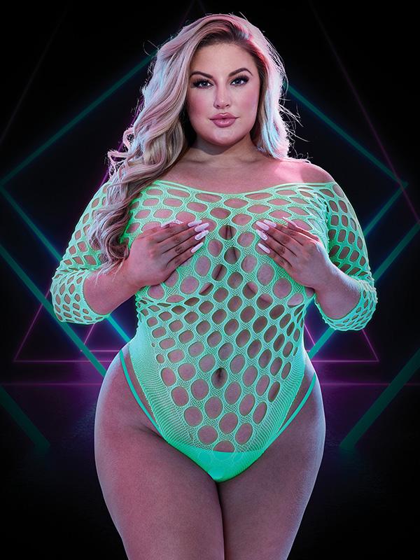 Lapdance Glow In The Dark Large Fishnet Teddy Q