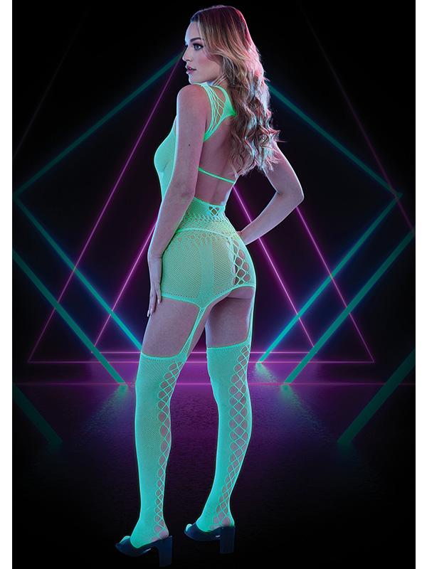 Lapdance Glow In The Dark Fishnet Keyhole Bodystocking