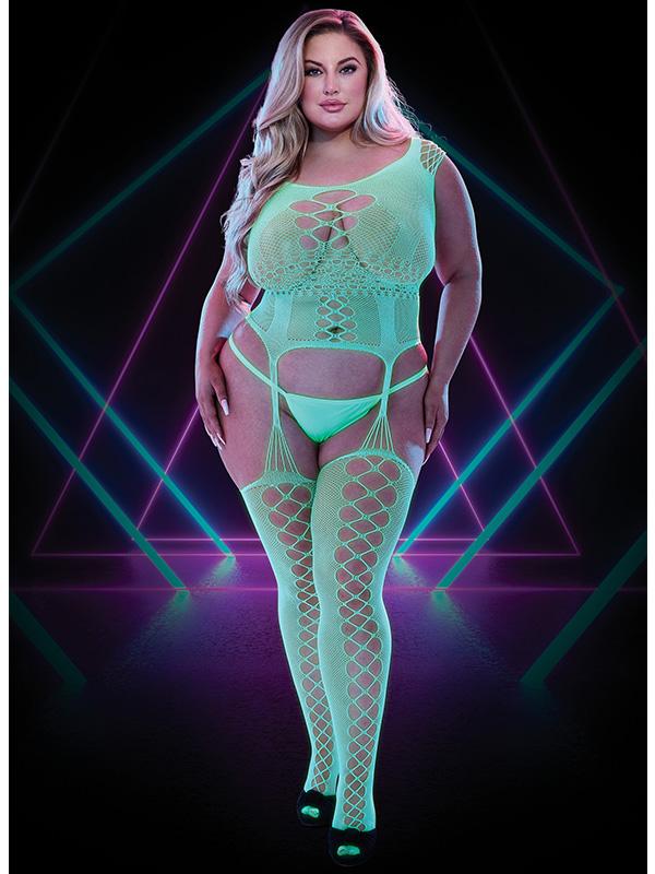 Lapdance Glow In The Dark Fishnet Keyhole Bodystocking Q