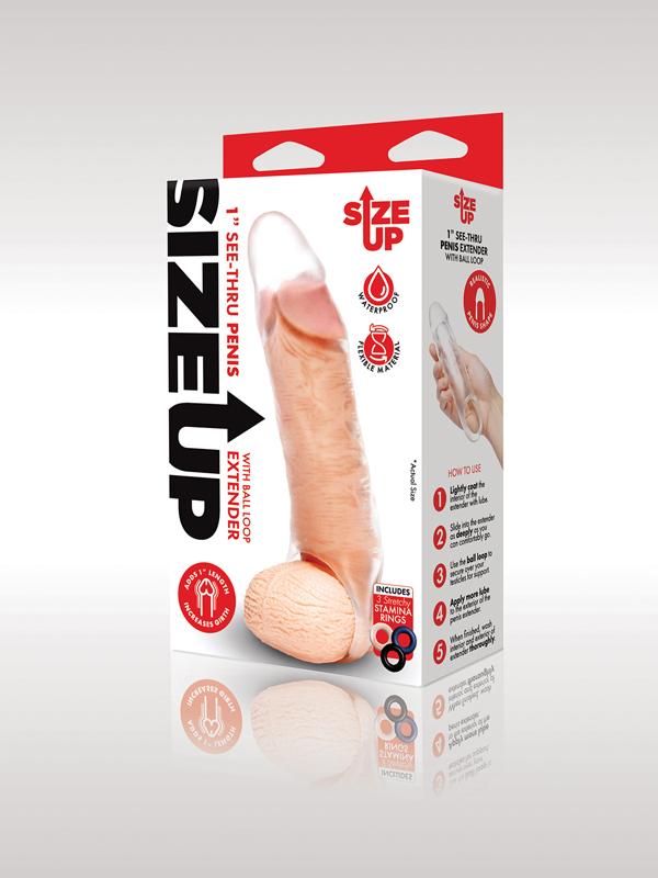 Size Up 1 in. Clear View Penis Extender With Ball Loop - Classic