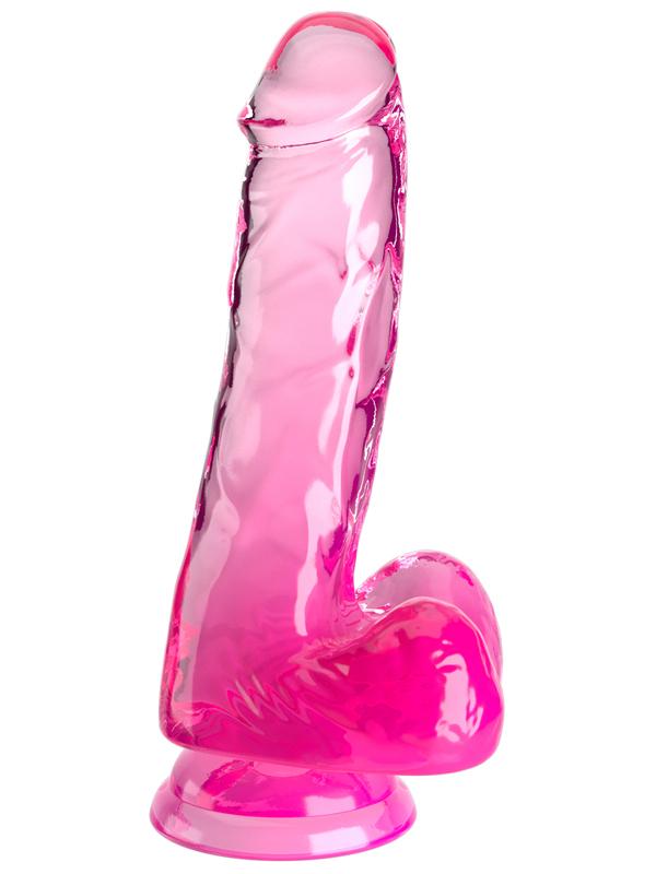 King Cock Clear 6 in. with balls - Pink