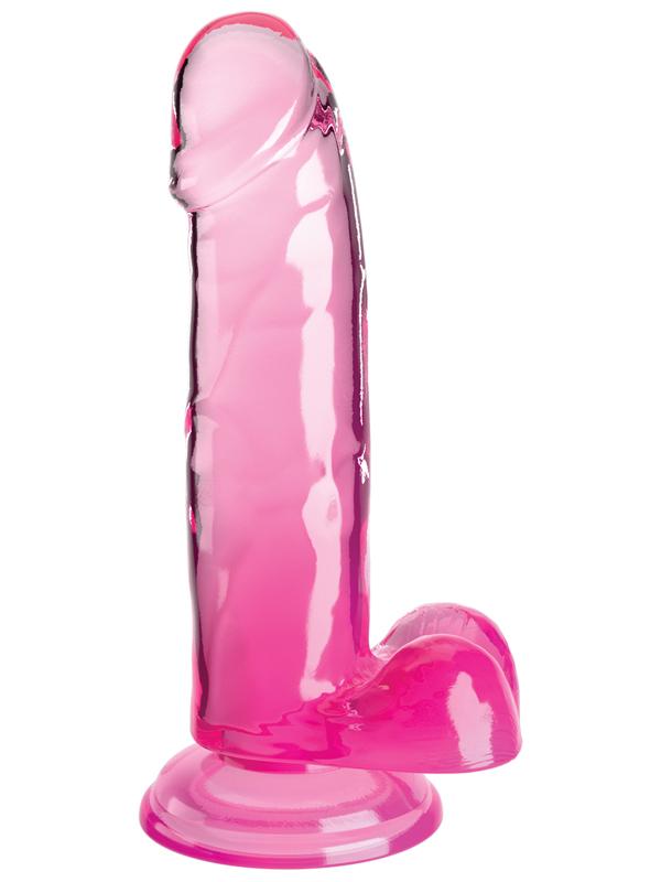 King Cock Clear 7 in. with balls - Pink