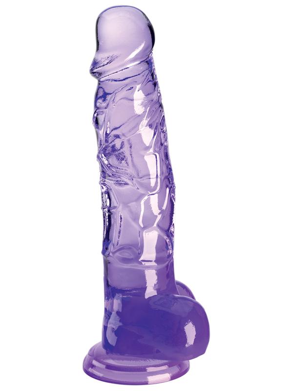 King Cock Clear 8 in. with balls - Purple