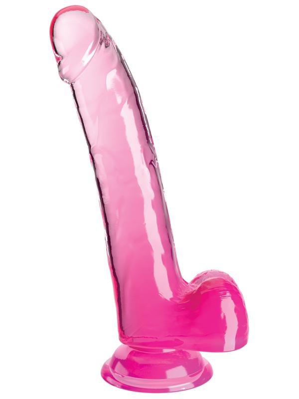 King Cock Clear 9 in. with balls - Pink