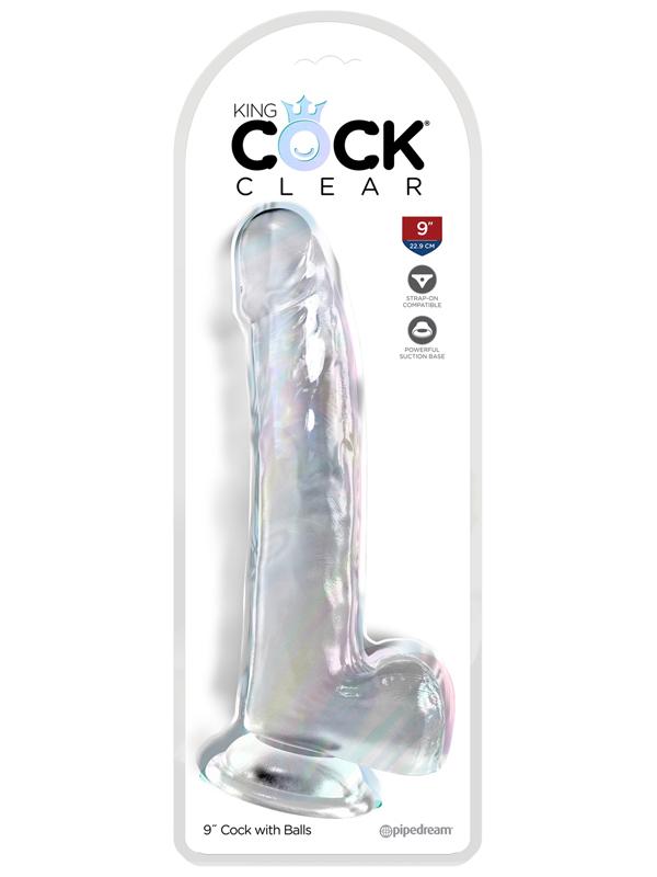 King Cock Clear 9 in. with balls - Clear