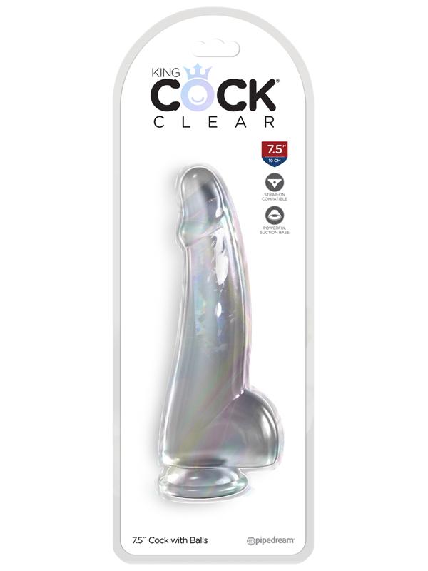 King Cock Clear 7.5 in. with balls - Clear