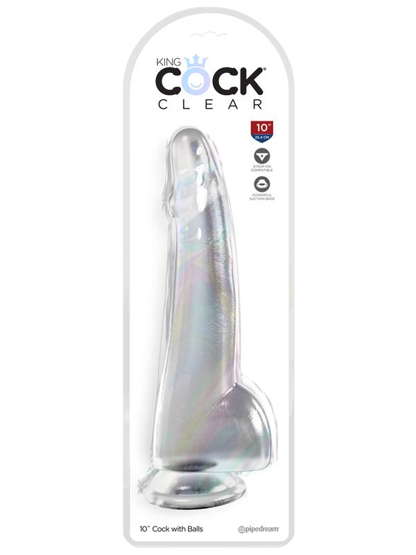 King Cock Clear 10 in. with balls - Clear