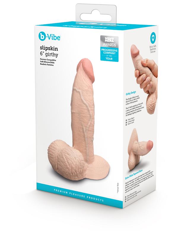 b - Vibe Slipskin Realistic Silicone Dildo - 6 in. Girthy Cream