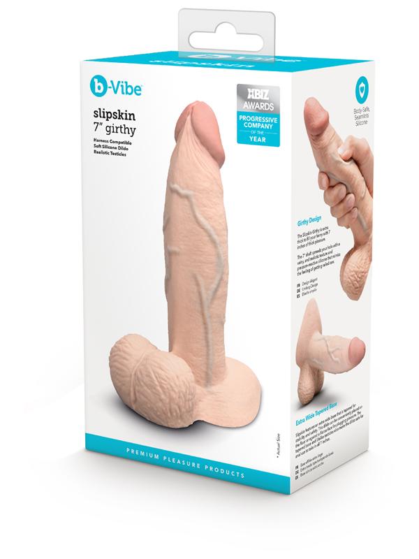 b - Vibe Slipskin Realistic Silicone Dildo - 7 in. y Cream
