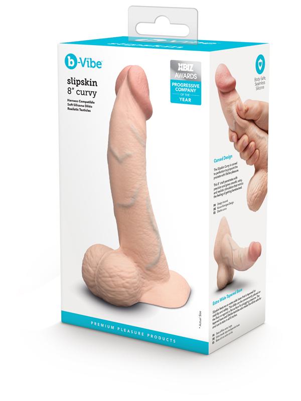 b - Vibe Slipskin Realistic Silicone Dildo - 8 in. Curved Cream