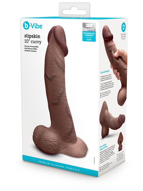 b - Vibe Slipskin Realistic Silicone Dildo - 10 in d Brown